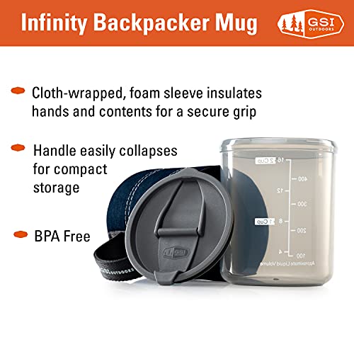 GSI Outdoors Infinity Backpacker Mug I Lightweight, BPA-Free Coffee Cup for Travel, Camping Gear, Backpacking and Outdoors - 17 oz. - color: Heathered Blue