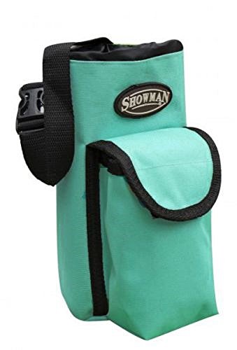 Teal Nylon Insulated Cordura Trail Riding Water Bottle Cell Phone Carrier Bag with Pocket and Adjustable Carrier Strap