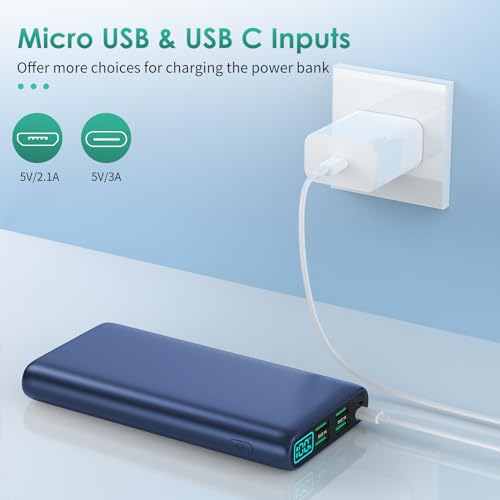 Portable Charger 38800mAh Power Bank with 5 Outputs & 2 Inputs,PD USB C In&Out Fast Phone Charging External Battery Pack Backup,Travel Essential Outdoor for iPhone 17/16,Android Samsung Galaxy-Navy - color: B-Navy