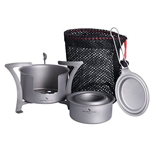 Boundless Voyage Titanium Alcohol Stove Spirit Burner with Fire Cover Outdoor Wood Stove with Stands Brackets Camping Multi-Fuels Ultralight Backpacking Stove (Stove & Bracket Set) - color: Stove & Bracket Set
