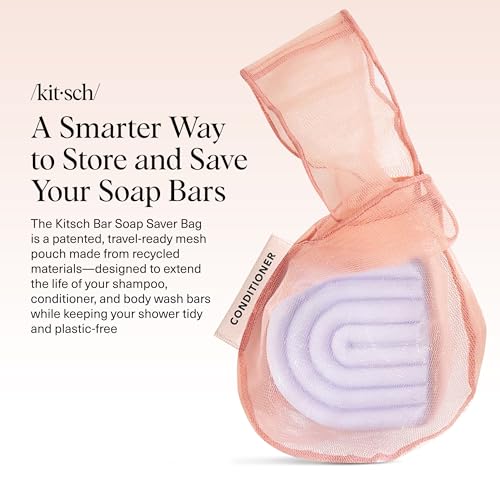 Kitsch Soap Saver Bag – Patented Mesh Bag Soap Holder - Terracotta | for Shampoo and Conditioner Bars – Extends Use & Prevents Soggy Mess – Recycled Beauty Mesh Pouch, Eco-Friendly - color: Terracotta