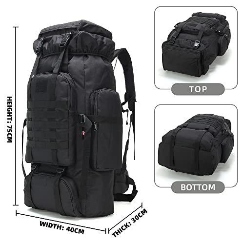 King'sGuard 70L Camping Hiking Backpack for Men Women Large Military Tactical Backpack Molle Rucksack Backpack for Outdoor - color: Black