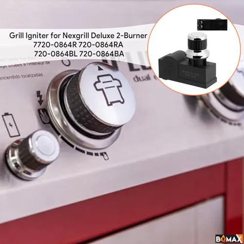 BQMAX 2 Outlets Grill Igniter for Nexgrill 2 Burner 720-0864R 720-0864RA | 2-Outlets AA Push-Button Switch Igniter for Nexgrill 720-0864BL 720-0864BA, Grill Igniter for Nexgrill Igniter Replacement - size: 1.16"×3"(2-Outlets)