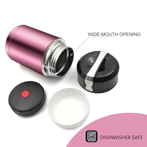 28oz Soup Thermos, Stainless Steel, Wide Mouth, Rose Red - color: rosered-28oz