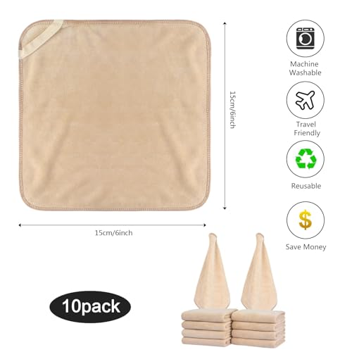 SINLAND Microfiber Facial Cloths Fast Drying Washcloth 12inch x 12inch (10pack, Cream) - color: Cream, size: 1 Count (Pack of 10)