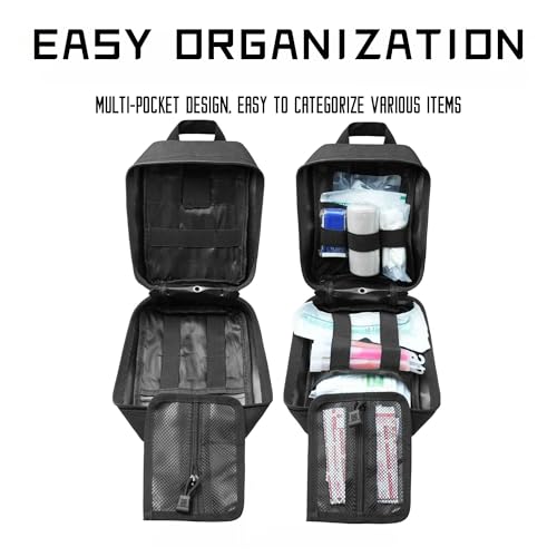 Tactical Molle IFAK Pouch – Tear Away Rip Away First Aid Medical Pouch, Large Capacity, Water-Resistant 900D Polyester, Horizontal, Multi-Compartment, EDC, Military Emergency Kit - color: Black