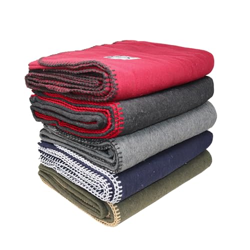 Heavy Duty Wool Blanket, Survival, Emergency, and First Aid Use – Mil-Spec, Fire Retardant, Durable Outdoor Wool Blankets for Camping. - Navy Blue, (64 x 90 inches) - color: Navy