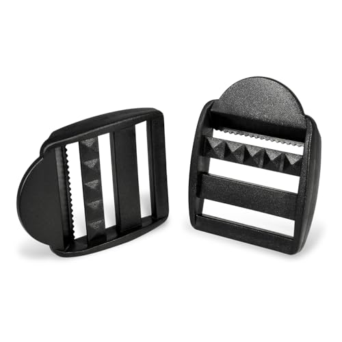 CooBigo 10 Pack Plastic Ladder Lock Buckles, 1-1/2" Ladder Slider Buckle for Backpack Strap Nylon Webbing Clip Replacement, Outdoor Camping Gear Sleeping Bag Tent Tie Down Strap Accessories (Black) - color: For Webbing Size: 1-1/2"(38mm) 10pack
