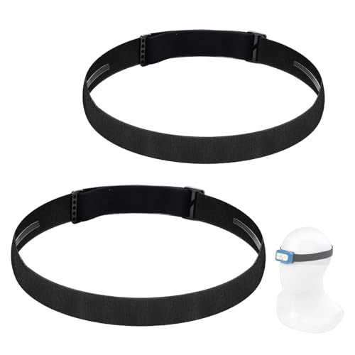 Elastic Headlamp Strap Replacement Headband, fit for Most Headlamps Black Diamond Petzl Princeton Tec Energizer Pelican Fenix Streamlight Headlamps 1”Width Comfortable Band - 2PACK
