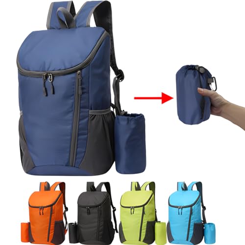 Portable Foldable Backpack Folding Mountaineering Bag, Ultralight Outdoor Cycling Rucksack, Travel Hiking Knapsack (Sky Blue) - color: Sky Blue