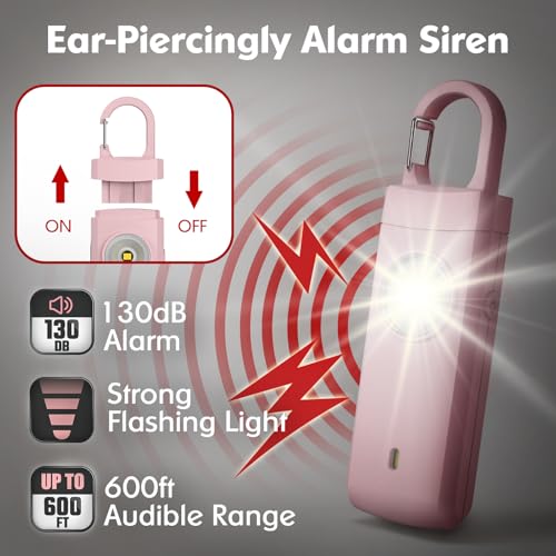 Rechargeable Personal Alarms for Women, Keychain Siren Alarm with Flashlight, Back to School College Essentials for Daughter, College Students, Teen Girls, Elders, Kids, Travel Essentials, Rose Gold - color: Rose Gold