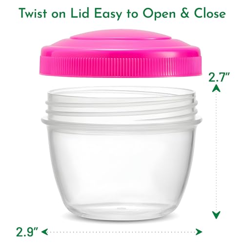 Snack Containers (4 Set) - 4.75 Oz Small Food Storage Cups with Lids - Fruit, Nuts, Sauce, Condiments & Salad Container for Lunch Box - Reusable Dessert Cups, Microwave & Freezer Friendly, BPA-free - color: 4.75 Ounce - Bright Colors