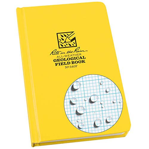 Rite in the Rain Weatherproof Hard Cover Notebook, 4.75" x 7.5", Yellow Cover, Geological Pattern (No. 540F)
