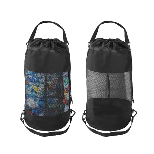 2 Pack Boat Trash Bag, Mesh Trash Bag for Boat with Top Closure | Boating Accessories Hanging Boat Garbage Can for Fishing Kayak Camping(Black)