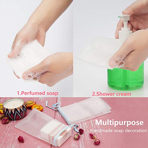 Cobahom Soap Bag 6 Pack 6 x 3.5 Inch Mesh Foaming Net Soap Sack Bags Soap Saver Pouch Net Bags with Drawstring for Bath & Shower （Blue） | Soap Handmade Soap Bubble Mesh Net Bags with Drawstring, Mesh Soap Saver Pouch Bag for Bath & Shower (Blue) - size: 6