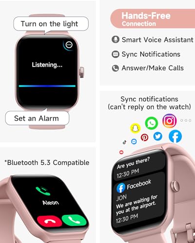 1.95" Smart Watch for Women with ALEXA, Fitness Watch for Android iOS Phone | Call Function, Message Notifications, Pedometer, Heart Rate, Sleep Monitor, 100 Sport Modes, IP68 Waterproof, 100 Watch Faces - color: Pink