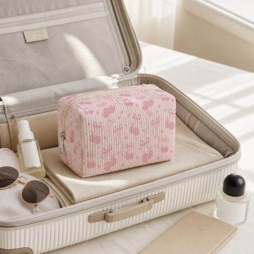 Portable Makeup Organizer for Skincare Hygiene Purse Brushes Lipstick Nail Polish,Toiletry Kit for Women,Cute Makeup Bag & Travel Essentials (Stars Bow) - color: Stars Bow