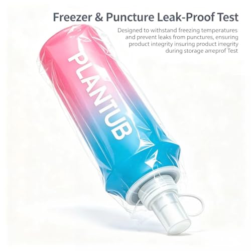 Soft Foldable Water Bottle, TPU, Collapsible Flask for Outdoor Sports, Gradient Blue and Pink - color: blue pink