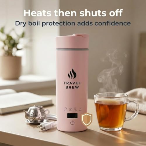 Portable Travel Kettle with Tea Infuser- Mini Electric Kettle with 4 Temperature Settings, with Auto Shut-Off & Boil Dry Protection (Pink) - color: Pink