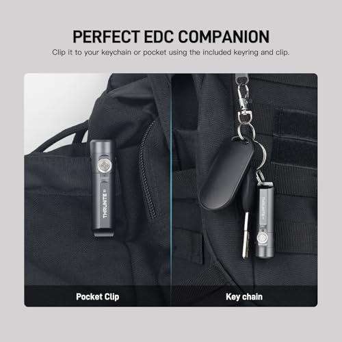 ThruNite Ti Mini Keychain Flashlight USB-C Rechargeable 650 Lumens (Grey) | IPX-6 Waterproof EDC Pocket Light, Magnetic Tail, 5 Modes, 6061-T6 Aerospace Aluminum, 26.5g for Camping Everyday Carry