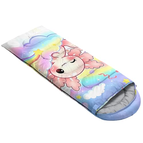QOOMO Axolotl Cute Camping Sleeping Bags,3 Season Warm & Cool Weather,Lightweight,Waterproof Sleeping Bags for Adults & Kids,Traveling,and Outdoors - color: Axolotl Cute C3