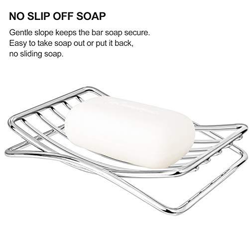 Soap Dish Stainless Steel Bar Soap Holder for Shower Bathroom, Self-draining Soap Dishes Sponge Holder for Kitchen Sink, Easy Cleaning Quick Dry with White Soap Saver - color: White-arch 1p