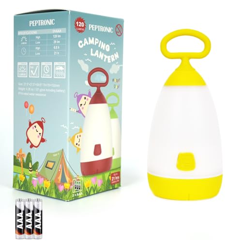 Kids Camping Lantern & Night Light Battery Powered (AAA Included), 360° Eye-Safe Light, IPX4 Waterproof with RGB Modes Portable for Outdoor, Emergency & Bedtime, Gift for Children (Yellow) - color: Yellow