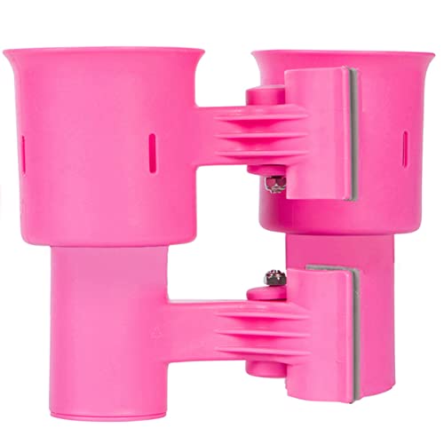 ROBOCUP, (Hot Pink), Patented Clamp On Boat Cup Holder |Multifunction Dual Drink Caddy for Fishing Poles, Tools, Net, Gaff |Portable Storage for Boating, Beach, Umbrellas, Golf Carts, Strollers - color: Hot Pink, size: Standard Spring