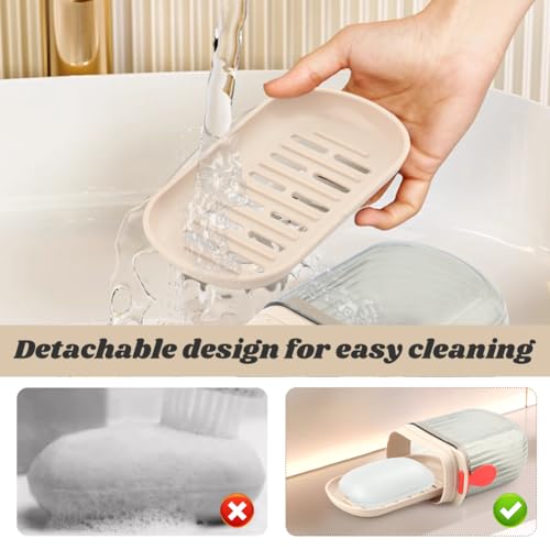 2 Pack Travel Soap Case Portable Soap Box with Removable Drain Tray