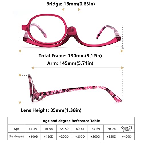 Sehnsucht 2 Pairs Eye Make Up Reading Glasses Womens Magnifying Cosmetic Readers Rotating Makeup Glasses for Women