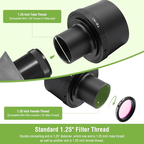 Astromania T T2 Lens Mount Camera Adapter Ring for Nikon 1 Series Cameras | Telescope Photo Adapter for Mirrorless Cameras, Metal Telescope Astrophotography Accessories, Fit 1.25" Astronomy Telescopes - size: Ring Set for Nikon 1