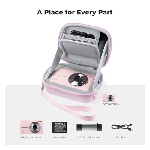 K&F CONCEPT Carrying Case for Digital Camera | Small Hard Shell Protective Case, Compatible with CAMKORY, for Kodak Pixpro FZ55/FZ45,for Canon PowerShot (Case Only), BE01 - color: Pink