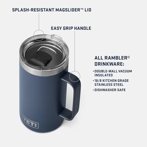 YETI Rambler 24 oz Mug, Vacuum Insulated, Stainless Steel with MagSlider Lid - color: Cherry Blossom - Textured
