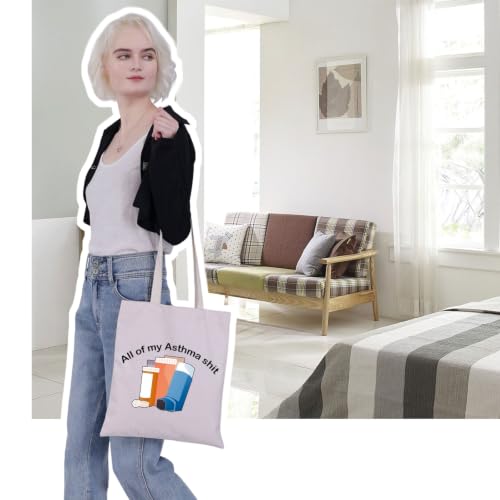 VAMSII Asthma Fighter Gift Asthma Inhaler Tote Bag All of My Asthma Shit Asthma Awareness Inhaler Medication Bag (Asthma Shit Tote) - color: Asthma Shit Tote