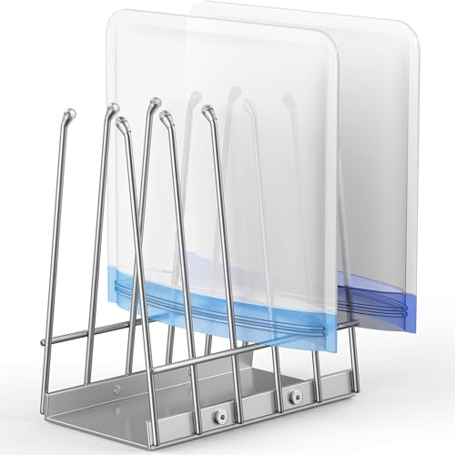 Reusable Bags Drying Rack, Plastic Bags Dryer for Ziplock Lerine Silicone Gallon, Snack, Sandwich Storage Bags, Silver - color: Silver
