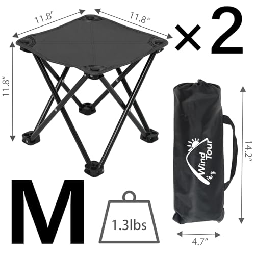 Wind Tour Portable Folding Camping Stool Outdoor Camping Lightweight Samll Chair for Fishing Hiking Gardening and Beach with Carry Bag (Medium Black -2) - color: Medium Black -2
