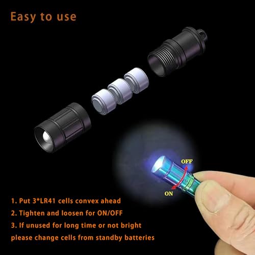 e1 Smallest Keychain Flashlight Micro Tiny Mini Keychain Light Long-Lasting Safety Light for Everyday Carry Emergencies Outdoor Dog Walking Hiking Camping Nice Gift for Parents Kids - color: Black*2pcs