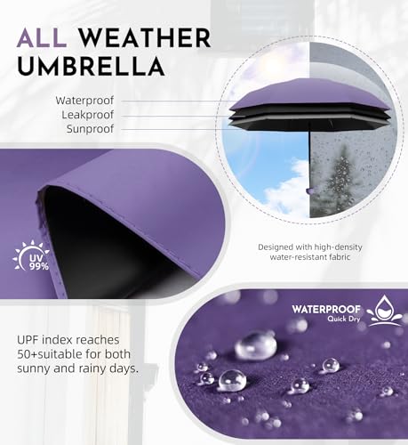 Travel Size Mini Umbrella with UPF 100+ UV Rain Protection, Compact Small & Lightweight Pocket-Sized Folding Umbrellas with Case for Purse & Backpack, Thoughtful Gift Women Men & Kids - color: Grape