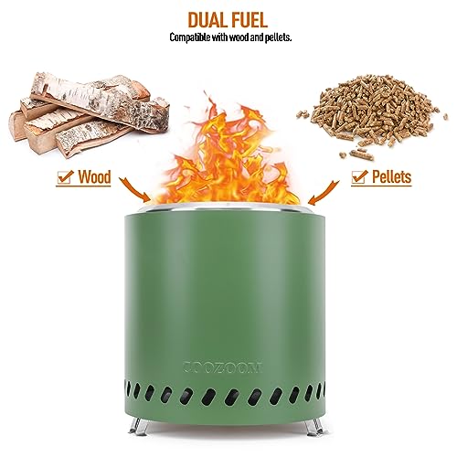 Portable Table Top Fire Pit with Stand, 8.6" Stainless Steel Mini Outdoor Low Smoke Burning Tabletop Firepit Fueled by Pellets or Wood, for Outside Camping Green - color: Olive Green, size: 8.6 Inch