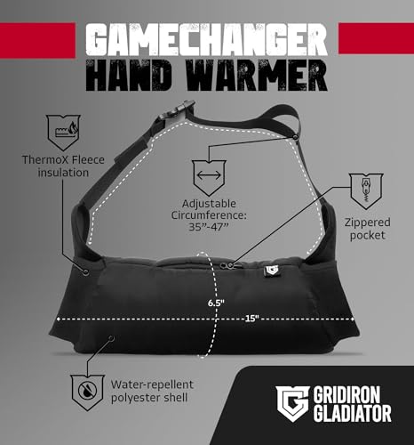 Football Handwarmer Pouch for Adults - Tactical Hand Muff Warmer - Warming Pouch for Cold Weather - color: Black