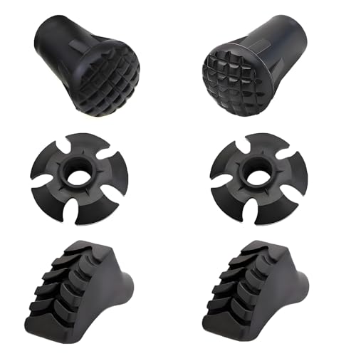 6Pcs Trekking Pole Tips Replacement Protectors, Rubber Feet for Hiking Pole Tips Rubber Tips Accessories, Fits Most Standard Walking Sticks Shock Absorbing(11mm/0.43" Hole Diameter) - size: 368