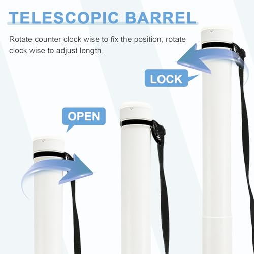 DEWEL Poster Tube, Waterproof Poster Holder Plastic Expandable Poster/Art/Document Storage Tube 24.5" to 40", Adjustable Poster Storage Blueprint Holder with Carrying Strap (White-Large Size) - color: White (Round), size: Large