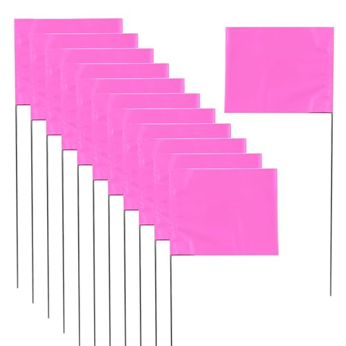 Marking 30 Pack Yard Flags - 12 x 2.5 x 3.5 Inch Landscape Flags for Lawn, Survey, Sprinkler, Irrigation (Pink) - color: Pink, size: 30Pack