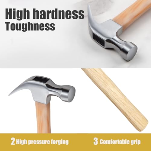 8.8 Ounce Claw Hammer,Forged Carbon Steel Head Small Hammer | Wood Hammer Solid wood handle claw hammer for Home Repair& DIY