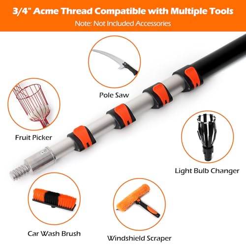 AgiiMan 18FT Reach Telescoping Pole - 3 to 12FT Extension Pole, Portable Aluminum Telescoping Rod with Easy Flip Lock, Paint Roller Extension Poles, Window Cleaning - size: 3FT-12FT