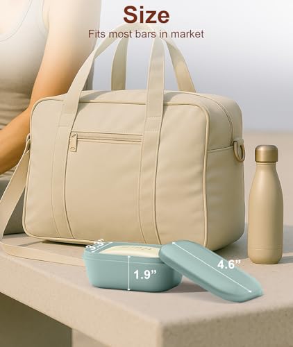 Quatish Leakproof Soap Dish with Lid & Draining Layer, Shatterproof Travel Bar Soap Holder Case Container, Portable Travel Size Toiletries Essentials for Camping, Gym, Bathroom, Greygreen - color: Greygreen, size: Medium