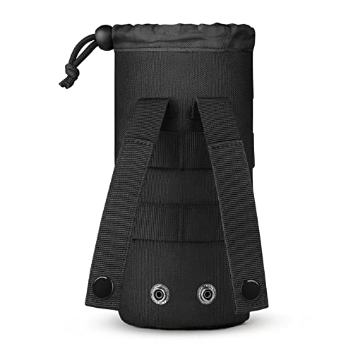 Gonex MOLLE Bottle Pouch, Drawstring Water Bottle Holder | 900D Oxford, Mesh Bottom, Fits MOLLE Packs & Vests, Flexible Height, Holds Bottles or Umbrellas - color: Black