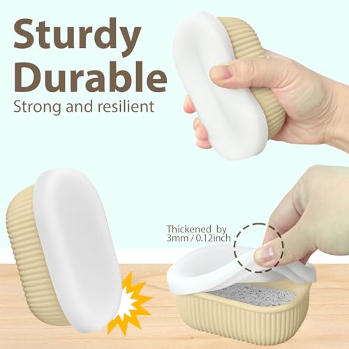 Leakproof Silicone Travel Soap Case with Drainage Layer, Silicone Bar Soap Holder Compact Portable Shatterproof Soap Container Box for Bathroom Gym Camp Travel Toiletries - color: Sand, size: Clear Lid