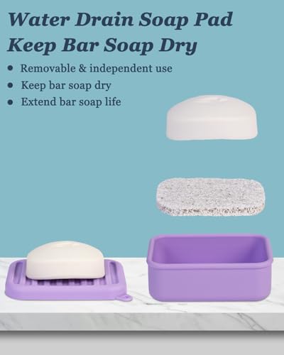 HighHerz Superior Leak-Proof Silicone Travel Soap Case, Portable Soap Container with Draining Layer, Durable Soap Box, Shatter-Proof Soap Holder for Bathroom, Gym, Travel Size Toiletry (Purple) - color: Purple