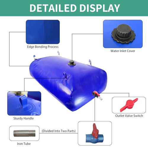 Aimery 540L/142Gallon Foldable Water Storage Bladder Portable Water Tank - size: 540L/142Gallon